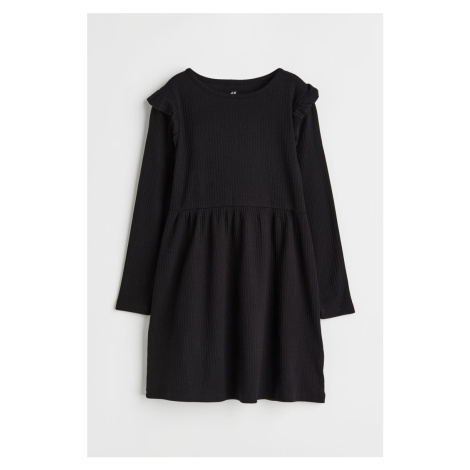 H & M - Šaty z žebrovaného žerzeje - černá H&M
