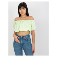 LIMETKOVÝ CROP TOP SE SPADLÝMI RUKÁVY -LIMON Limetková