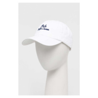 Bavlněná baseballová čepice Polo Ralph Lauren bílá barva, s potiskem, 710936498