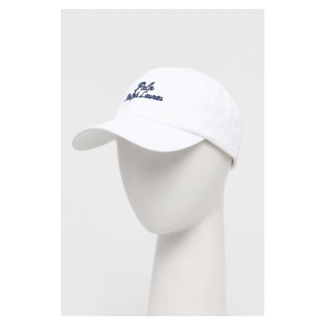 Bavlněná baseballová čepice Polo Ralph Lauren bílá barva, s potiskem