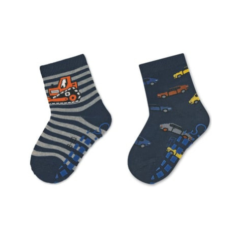 Sterntaler Ponožky ABS dvojité balení bagru a autíček marine