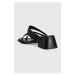 Kožené pantofle Vagabond Shoemakers INES dámské, černá barva, na podpatku