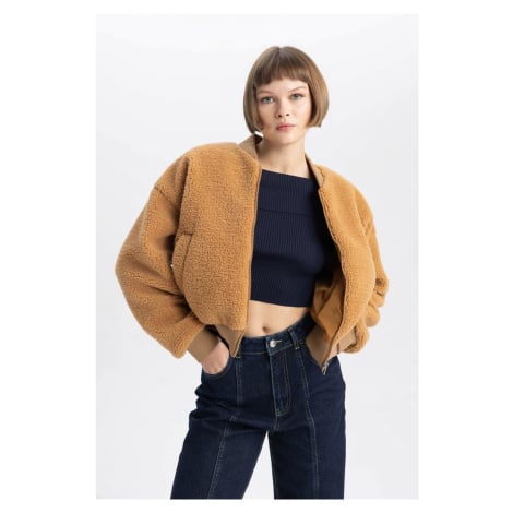 DEFACTO Bomber Plush Jacket Coat