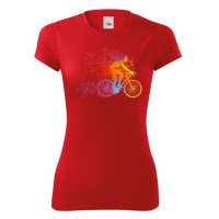 Dámské cyklistické tričko s potiskem cyklistky - tričko pro cyklistku