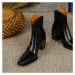 Elegantní kožené boty na podpatku kovboj špičaté OZUTAA