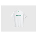 Benetton, White T-shirt In Organic Cotton With Green Logo