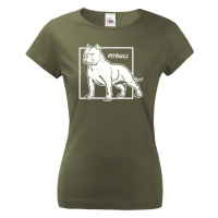 Dámské tričko pro milovníky psů s potiskem Pitbulla - dárek pro pejskaře