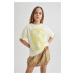 DEFACTO Girl Oversize Fit Printed Short Sleeve T-Shirt