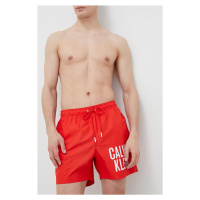 Plavkové šortky Calvin Klein červená barva