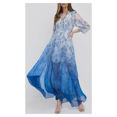 Modré hedvábné šaty - GUESS