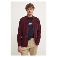 Velurová košile Pepe Jeans MAREL vínová barva, regular, s límečkem button-down, PM308725