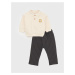 LC Waikiki Baby Boy Polo Neck Long Sleeve Printed Sweatshirt and Trousers 2-Set