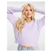 Miss Selfridge lilac v neck cable jumper-Purple