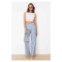 Trendyol Blue Striped High Waist Extra Wide Leg Jeans