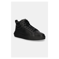 Kožené sneakers boty Calvin Klein Jeans CHUNKY CUPSOLE CLEAN HIGH černá barva, YM0YM01120