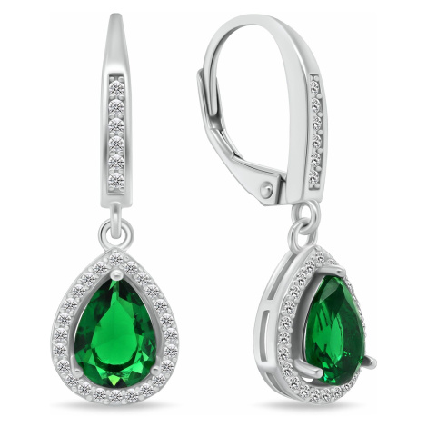 Brilio Silver Třpytivé stříbrné náušnice se zelenými zirkony EA1192WG