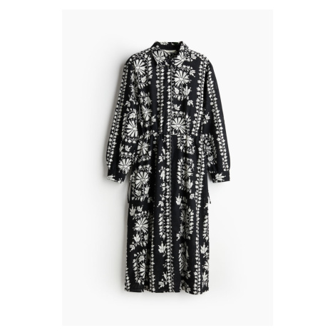 H & M - Košilové šaty ze směsi lnu - černá H&M