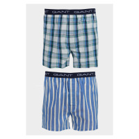 SPODNÍ PRÁDLO GANT CHECK AND STRIPE BOXER SHORTS 2-P modrá