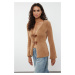 Trendyol Mink Closure Furry Knitted Cardigan