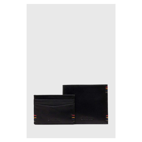 Kožená peněženka a držák na karty Barbour Cairnwell Wallet & Cardholder Gift Set černá barva, MG