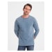 Men's wash longsleeve with round neckline - blue denim V6 OM-LSWL-0103