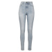 Ladies High Waist Slim Jeans - mid stone wash