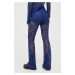 Kalhoty Blugirl Blumarine dámské, tmavomodrá barva, zvony, medium waist, RA4080.J4653