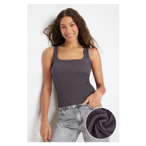 Trendyol Anthracite Halter Neck Textured Flexible Knitted Undershirt