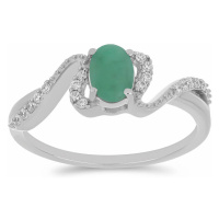 Prsten stříbrný s broušeným smaragdem Ag 925 030163 EM - 62 mm , 2,3 g