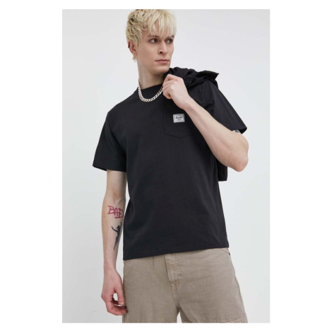 Bavlněné tričko Herschel černá barva
