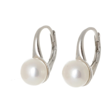 Stříbrné naušnice s bílou sladkovodní perlou STNAU1099F Ego Fashion