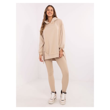 Béžová dámská souprava s žebrovanými legínami -beige BASIC