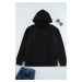 Trendyol Curve Black Hooded Knitted Sweatshirt