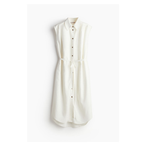 H & M - Košilové šaty ze směsi lnu - bílá H&M