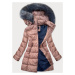 Dámská zimní prošívaná bunda ve starorůžové barvě (7701)