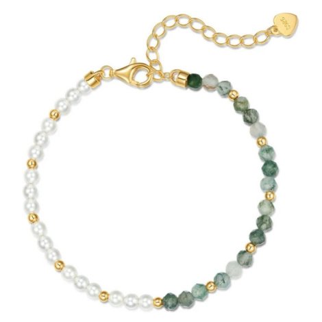 GRACE Silver Jewellery Luxusní stříbrný náramek MECHOVÝ ACHÁT - perla, stříbro 925/1000 NR-BR019