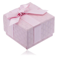 Růžová krabička na šperk se čtverečkovým vzorem, mašle