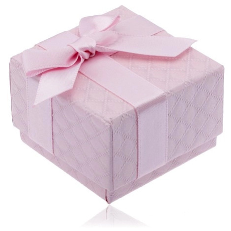 Růžová krabička na šperk se čtverečkovým vzorem, mašle Šperky eshop