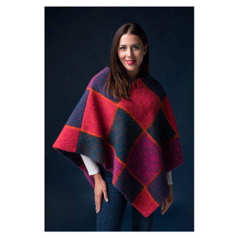 Kostkované vlněné pončo
