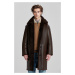 KABÁT GANT OVERSIZED SHEARLING COAT hnědá