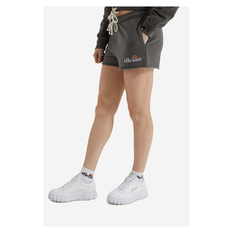 Bavlněné šortky Ellesse Colieur šedá barva, s aplikací, medium waist, SGM14015-PINK