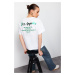 Trendyol White Premium Front and Back Foil Printed Oversize/Wide Cut Knitted T-Shirt