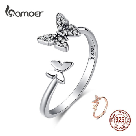 Stříbrný prsten třpytivé motýlky SCR087 LOAMOER