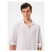 Koton Long Sleeve Shirt Magnificent Collar Foldable Sleeve Detailed Buttoned Cotton