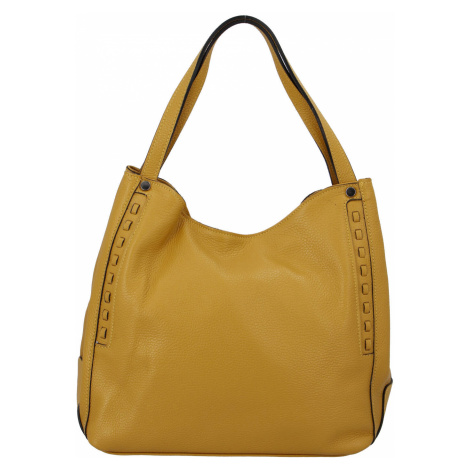 Praktická dámská kožená kabelka Cowgril, žlutá Delami Vera Pelle