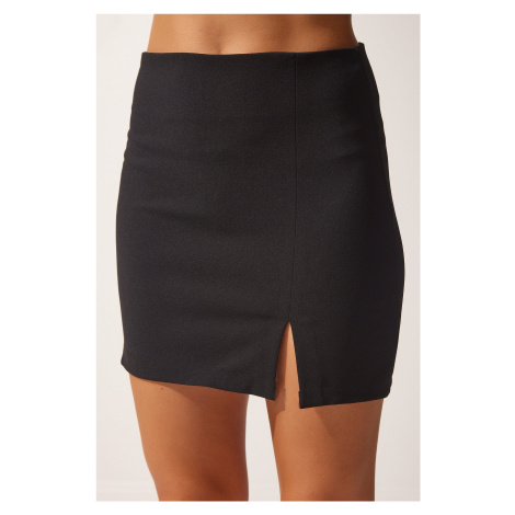 Happiness İstanbul Women's Black Slit Mini Skirt
