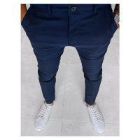 Tmavě modré pánské jednobarevné chino kalhoty Tmavě modrá