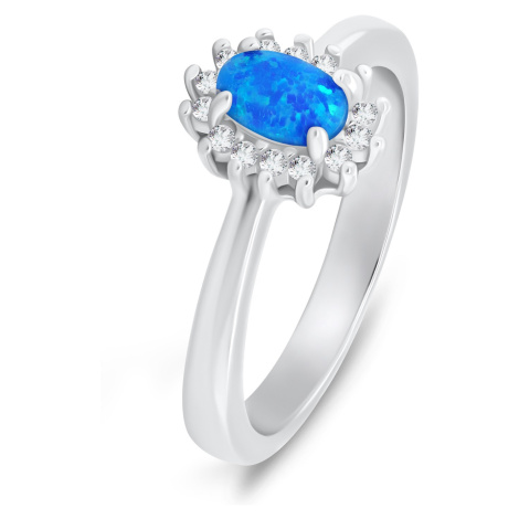Brilio Silver Elegantní stříbrný prsten s opálem a zirkony RI106WB