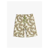 Koton Shorts Floral Pattern Tie Waist Ribbed Cotton