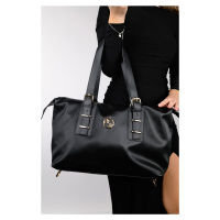 LuviShoes YORKTAN Women's Black Satin Shoulder Bag